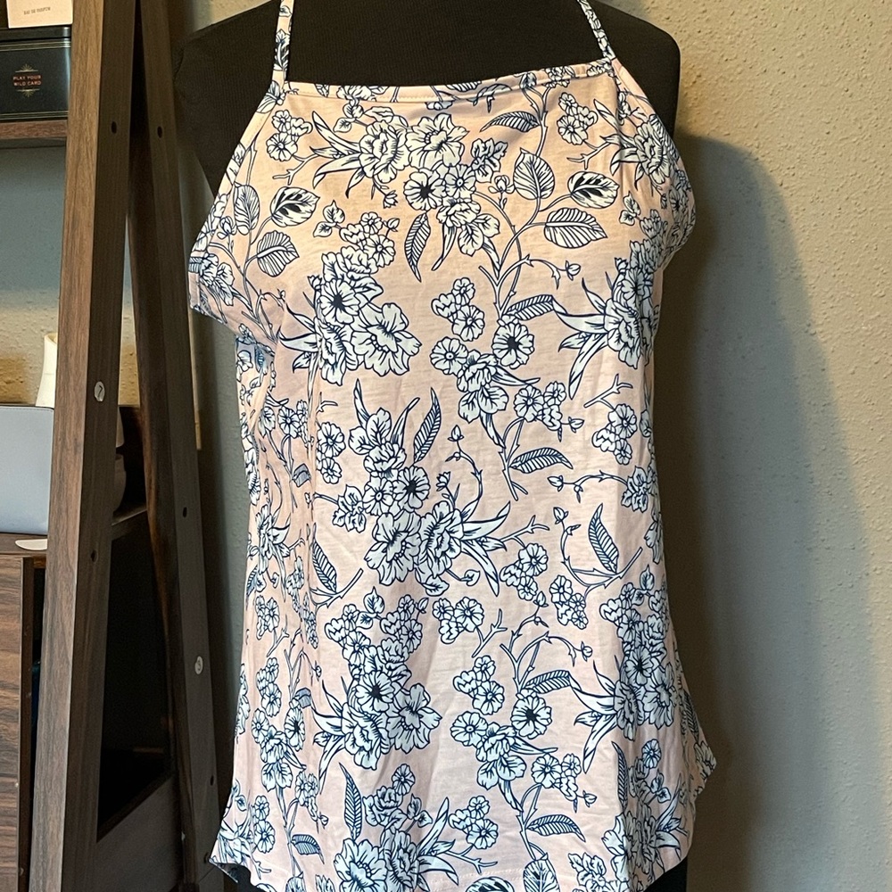 Pink and Navy crew neck tank